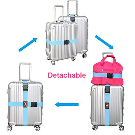 WESTONETEK Heavy Duty Detachable Adjustable Long Cross Travel Luggage Strap Packing Belts Suitcase Bag Security Straps Rainbow A0064-10 